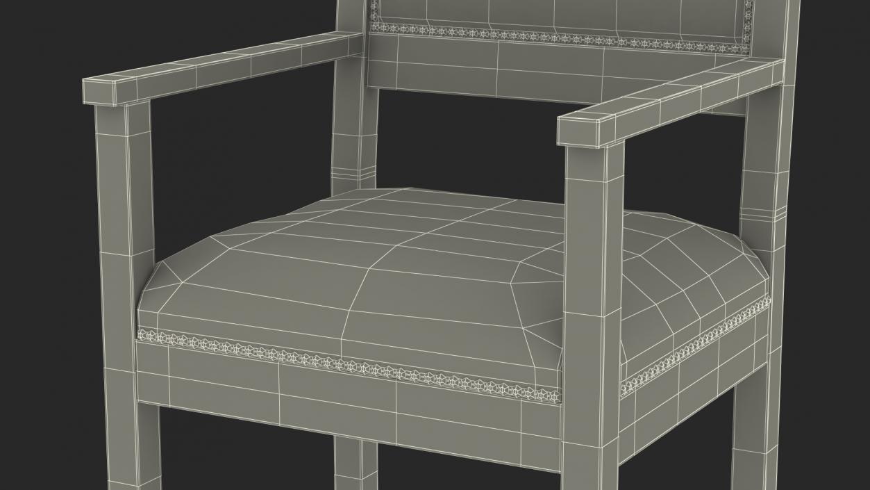 Church Wooden Armchair 3D