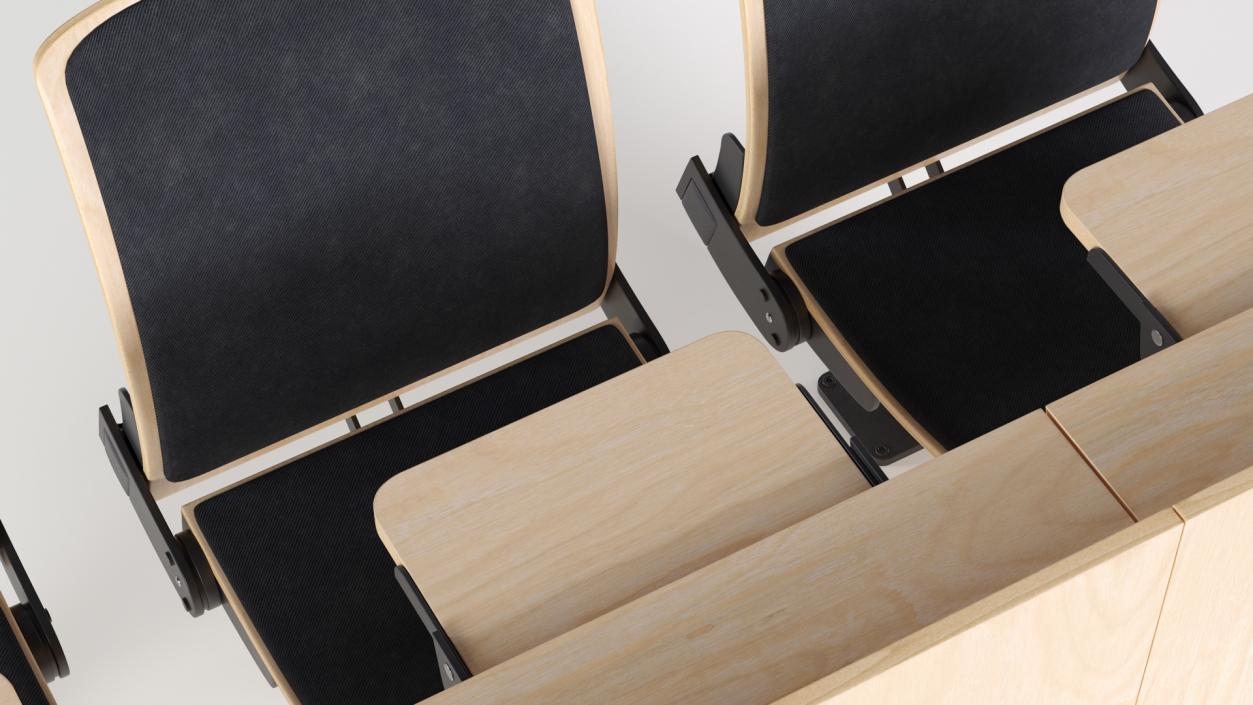 Auditorium Chairs And Tables Light Wood Soft 3D model