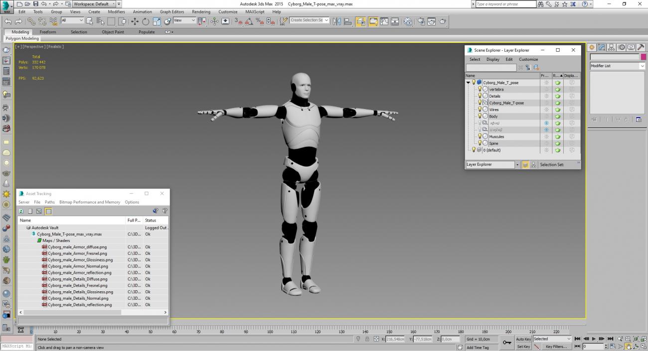 3D Cyborg Male T-pose model