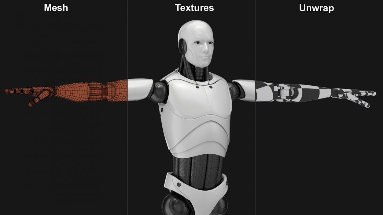 3D Cyborg Male T-pose model