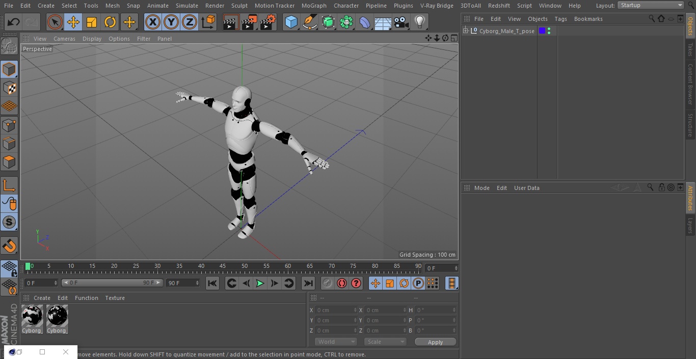 3D Cyborg Male T-pose model