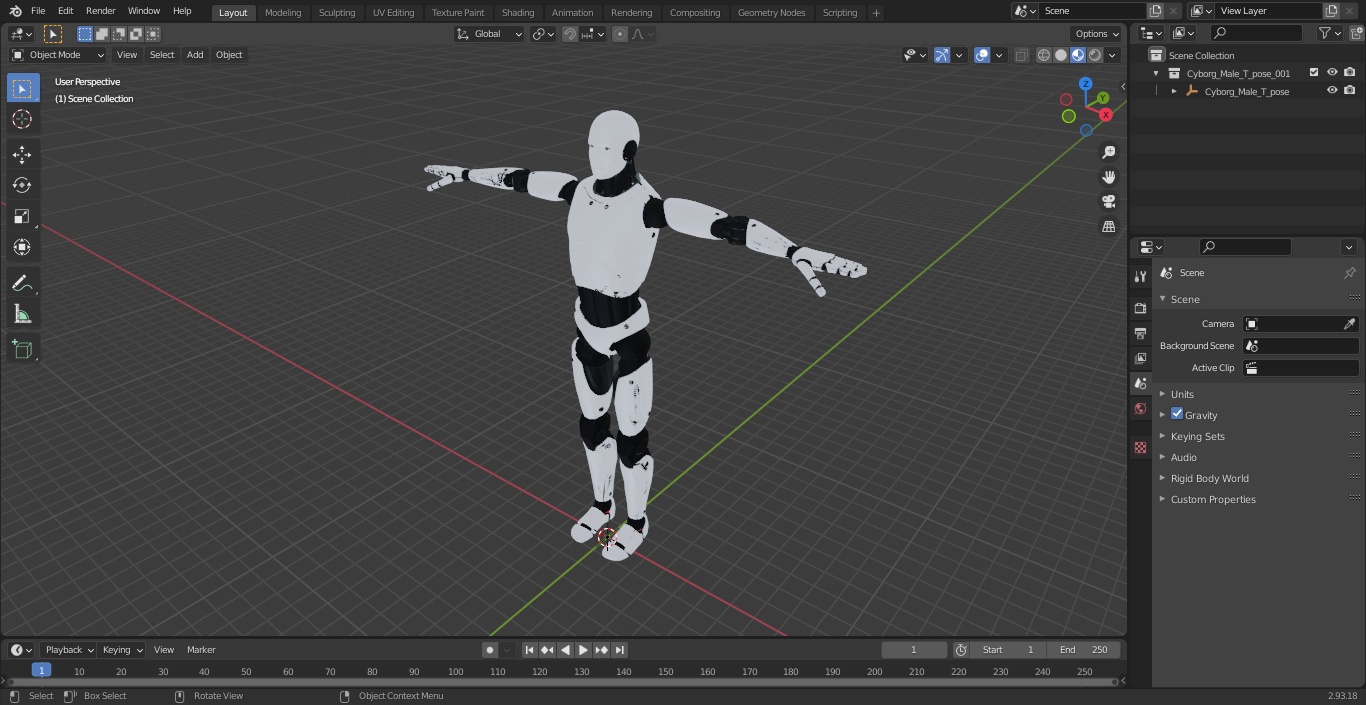 3D Cyborg Male T-pose model