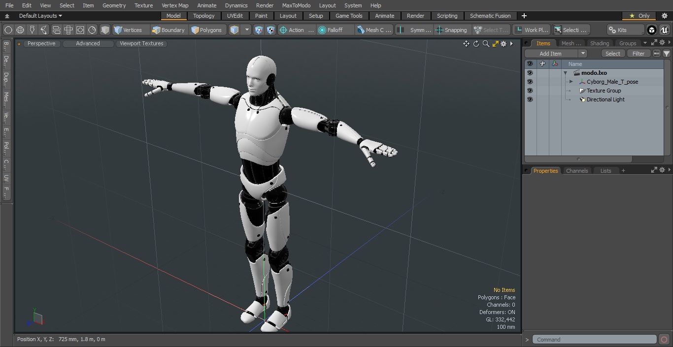 3D Cyborg Male T-pose model