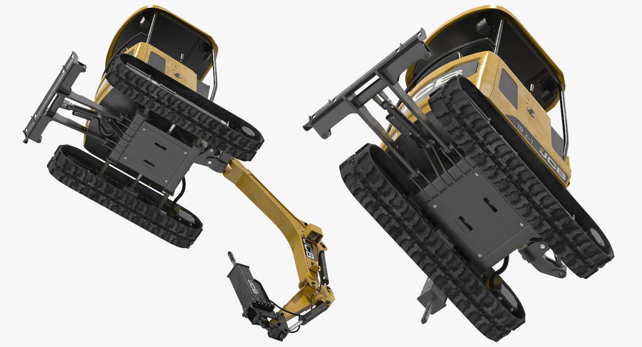 Tracked Mini Excavator JCB 18Z1 with Breaker Dirty Rigged 3D