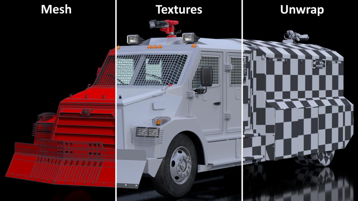 Armored Water Cannon Truck White 3D