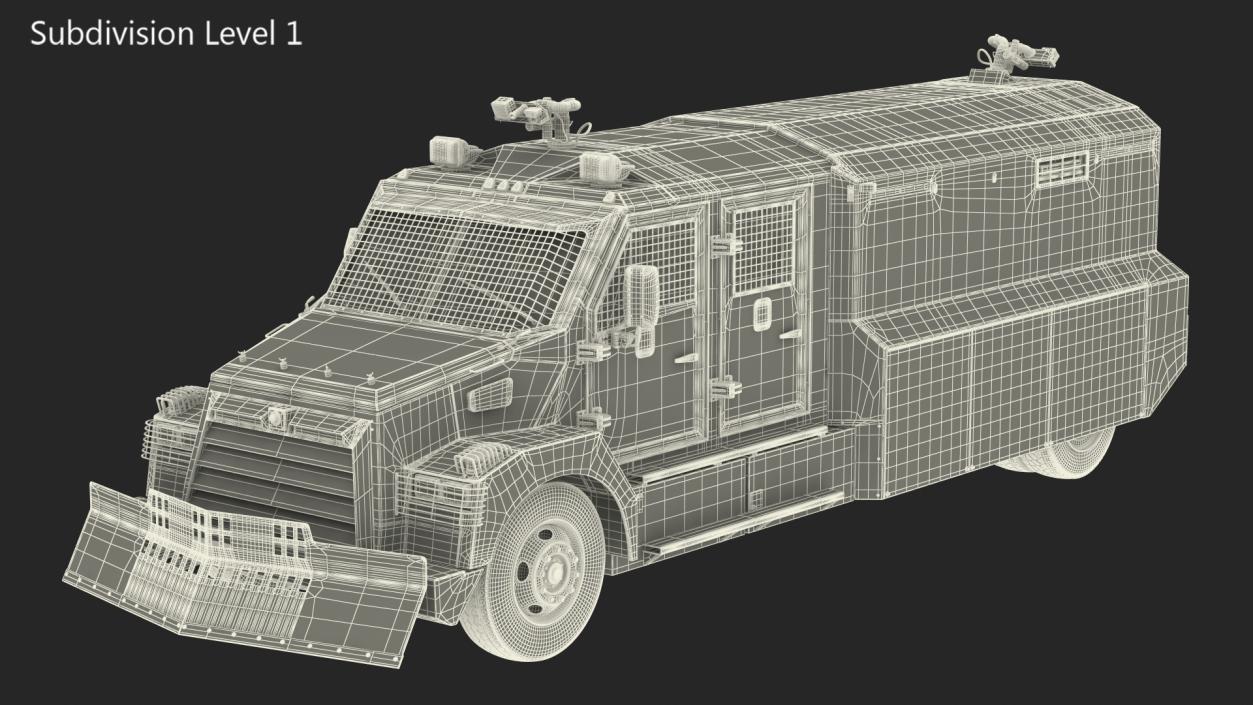 Armored Water Cannon Truck White 3D