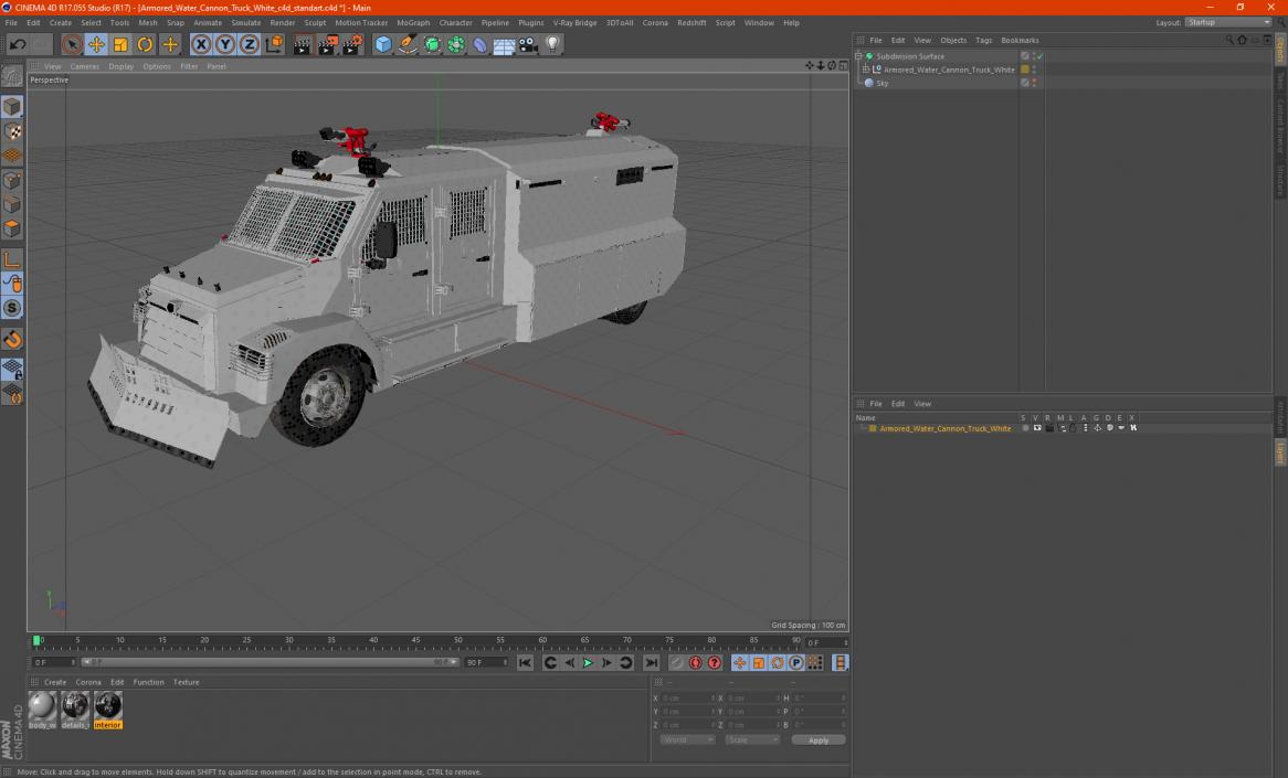 Armored Water Cannon Truck White 3D