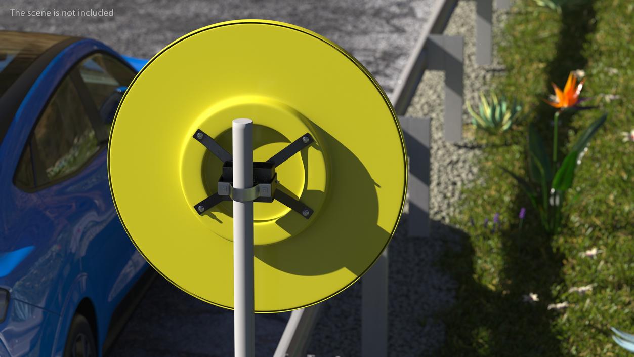 3D Industrial Round Mirror Yellow Frame