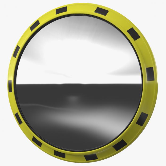 3D Industrial Round Mirror Yellow Frame