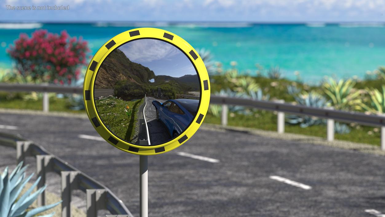 3D Industrial Round Mirror Yellow Frame