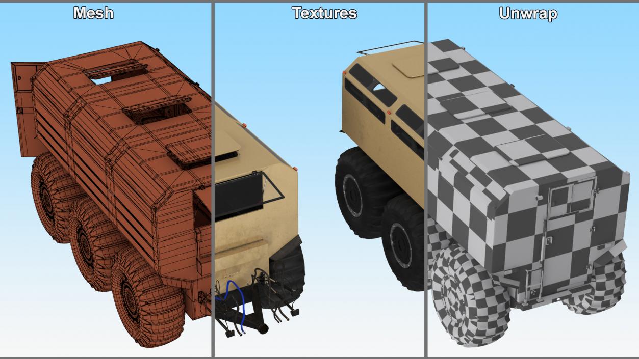 All-Terrain Trailer Beige Rigged 2 3D model