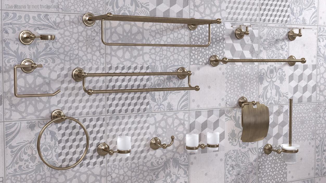 3D Bronze Bathroom Wall Accessories Set