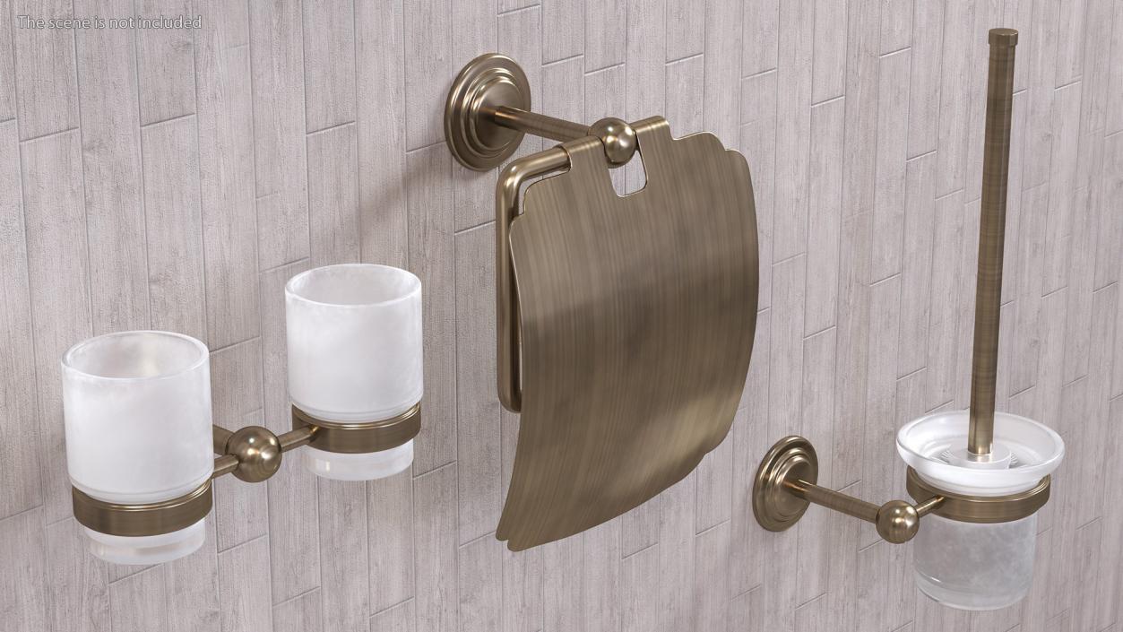 3D Bronze Bathroom Wall Accessories Set