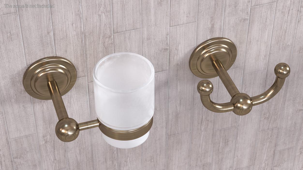 3D Bronze Bathroom Wall Accessories Set