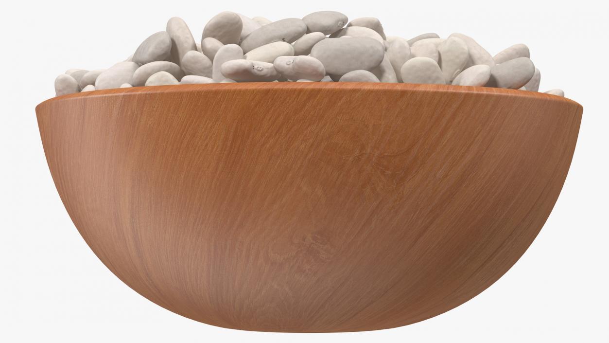 3D model White Pea Bean on Wooden Plate