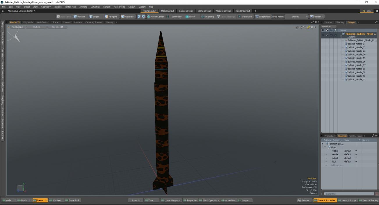 3D Pakistan Ballistic Missile Ghauri model