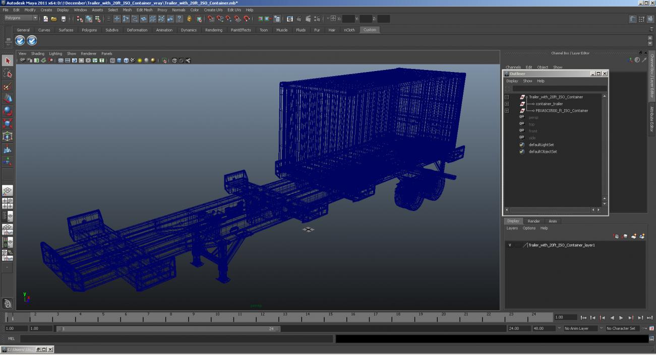 3D Trailer with 20ft ISO Container