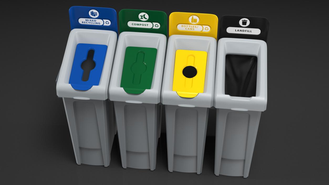 3D Modular Recycling Bins Set