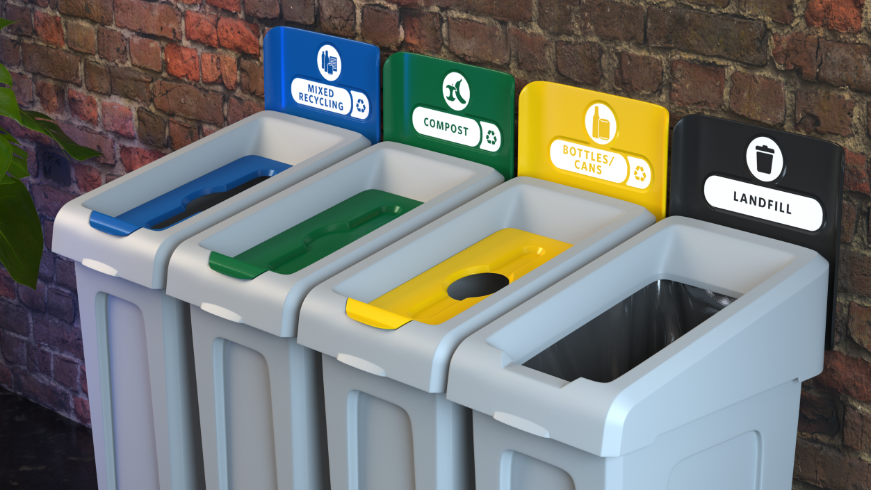 3D Modular Recycling Bins Set