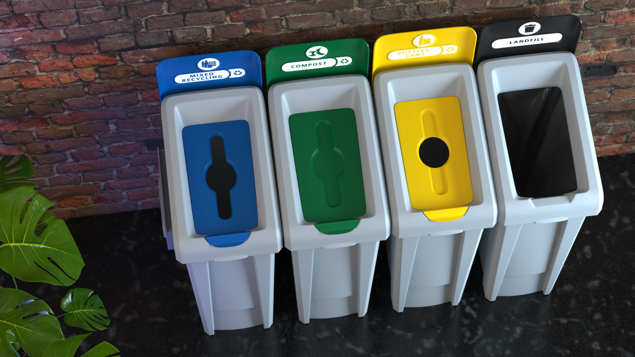 3D Modular Recycling Bins Set