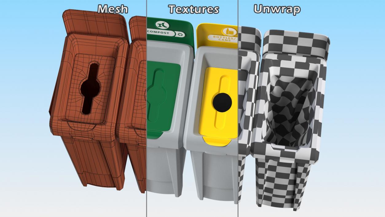 3D Modular Recycling Bins Set