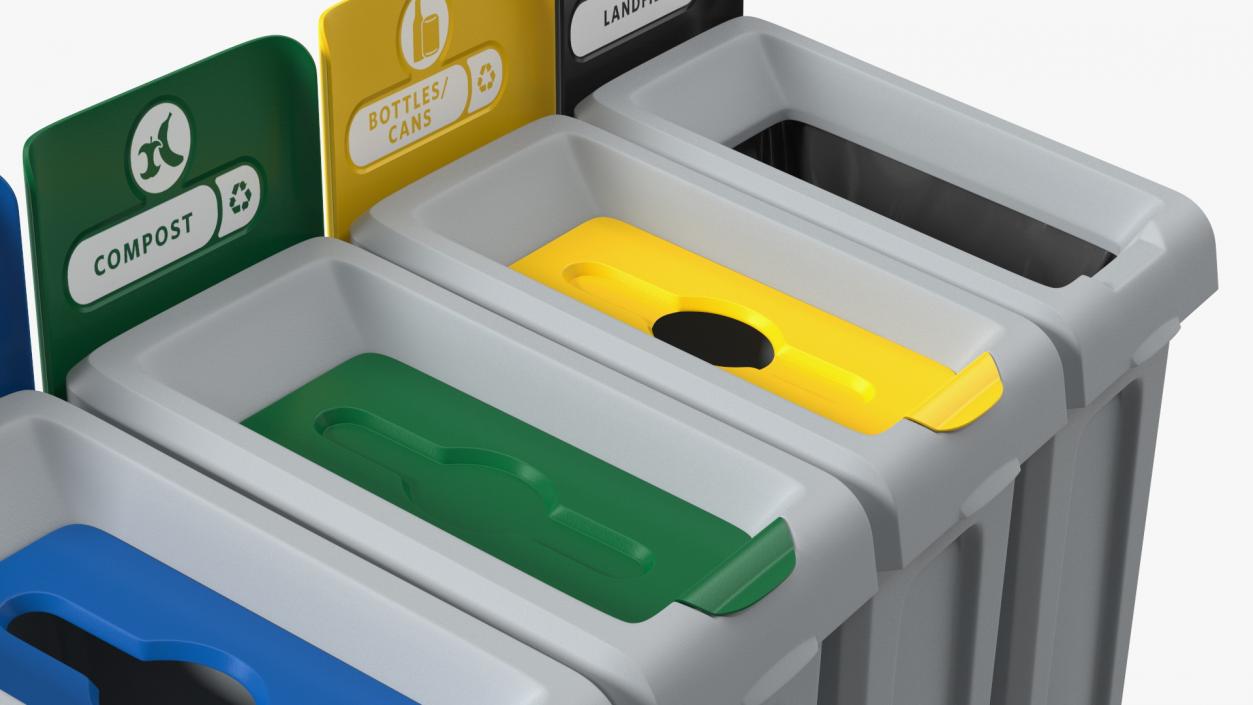 3D Modular Recycling Bins Set