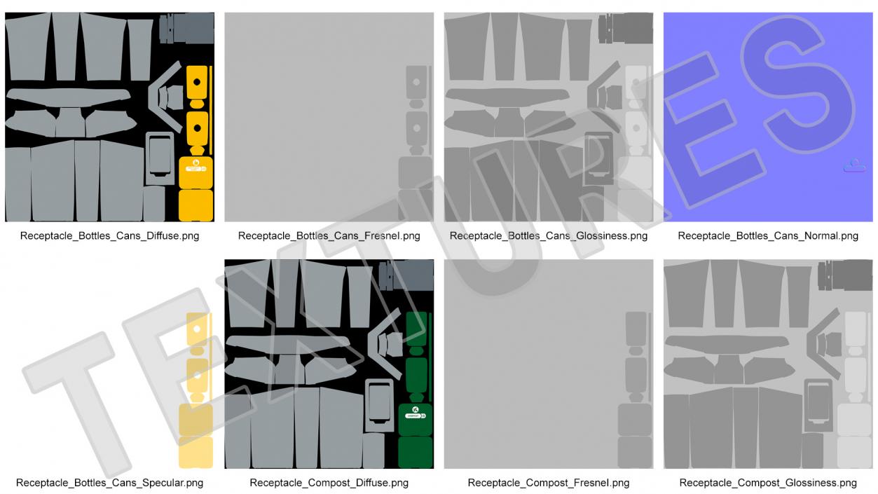 3D Modular Recycling Bins Set