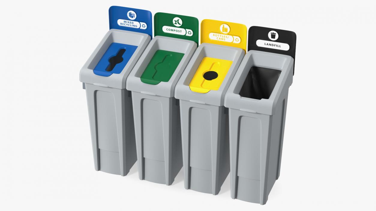 3D Modular Recycling Bins Set