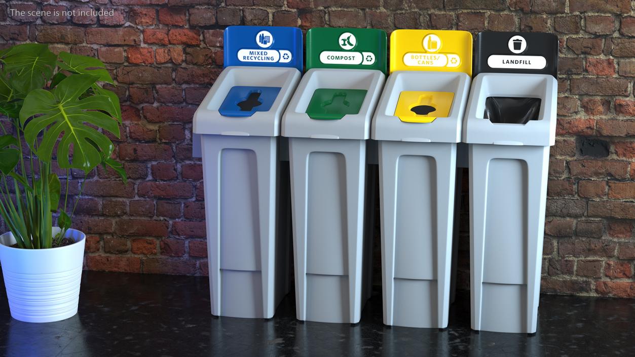 3D Modular Recycling Bins Set