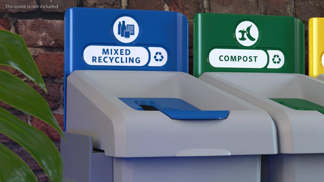 3D Modular Recycling Bins Set