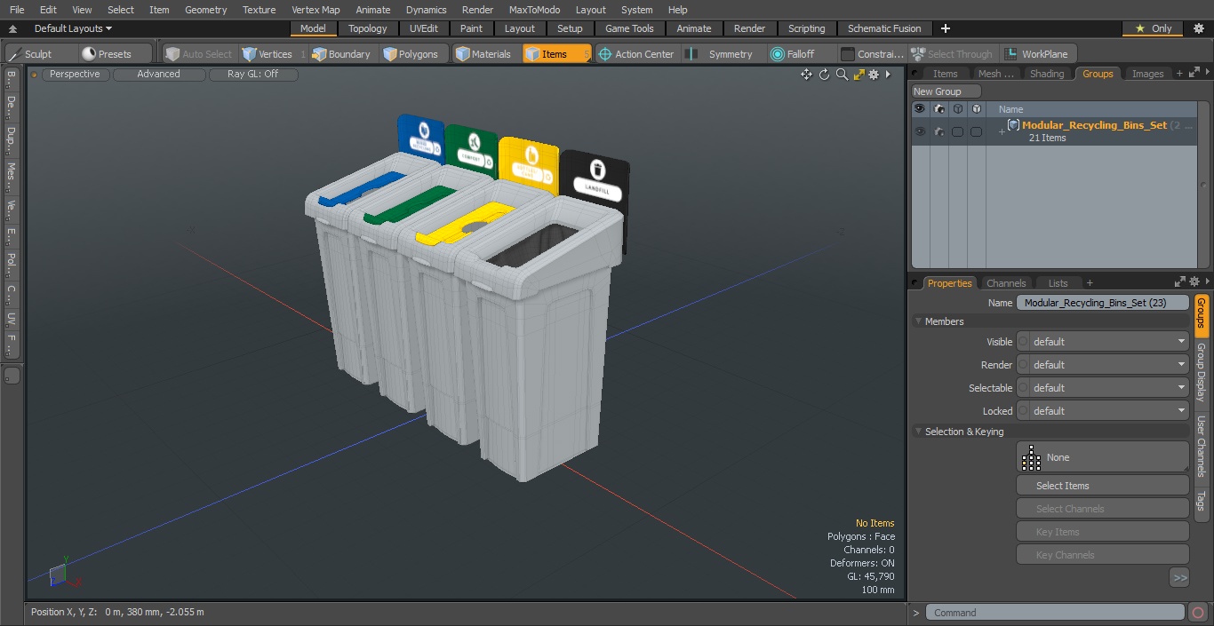 3D Modular Recycling Bins Set