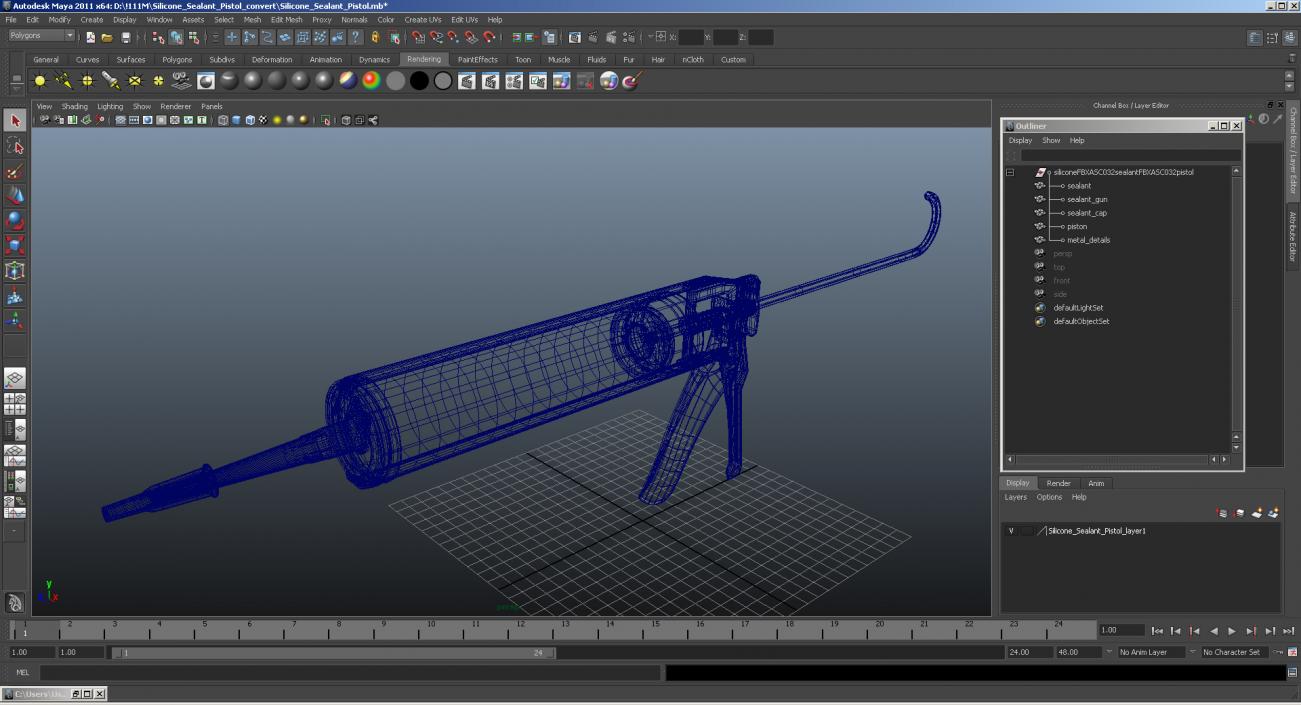 3D Silicone Sealant Pistol with Tube model