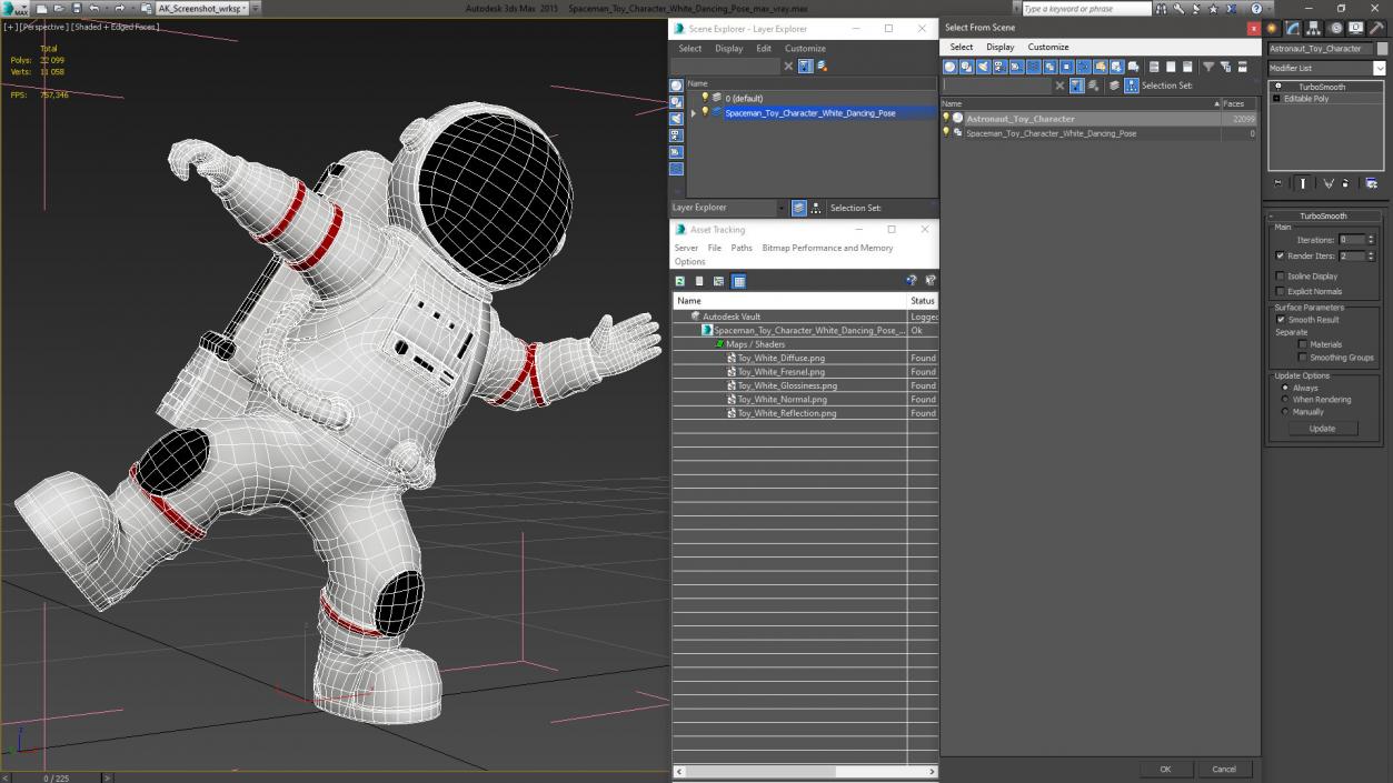 3D Spaceman Toy Character White Dancing Pose