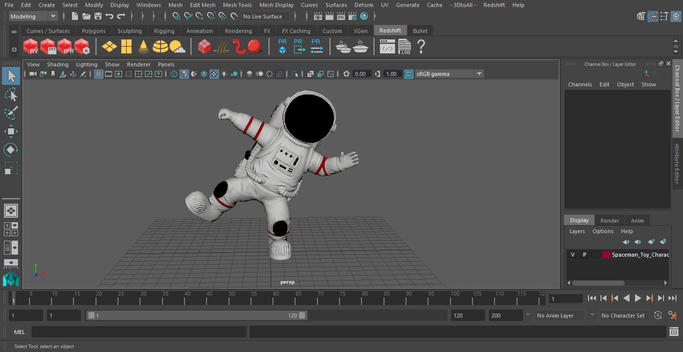 3D Spaceman Toy Character White Dancing Pose