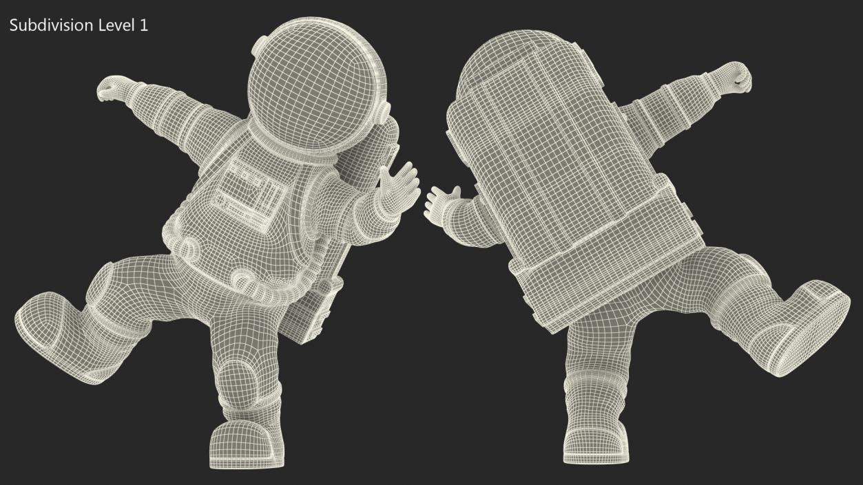 3D Spaceman Toy Character White Dancing Pose