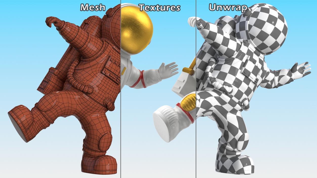 3D Spaceman Toy Character White Dancing Pose