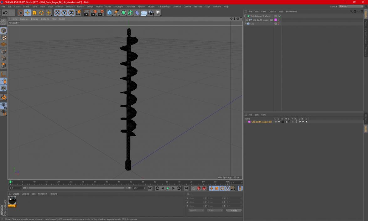 Old Earth Auger Bit 3D model