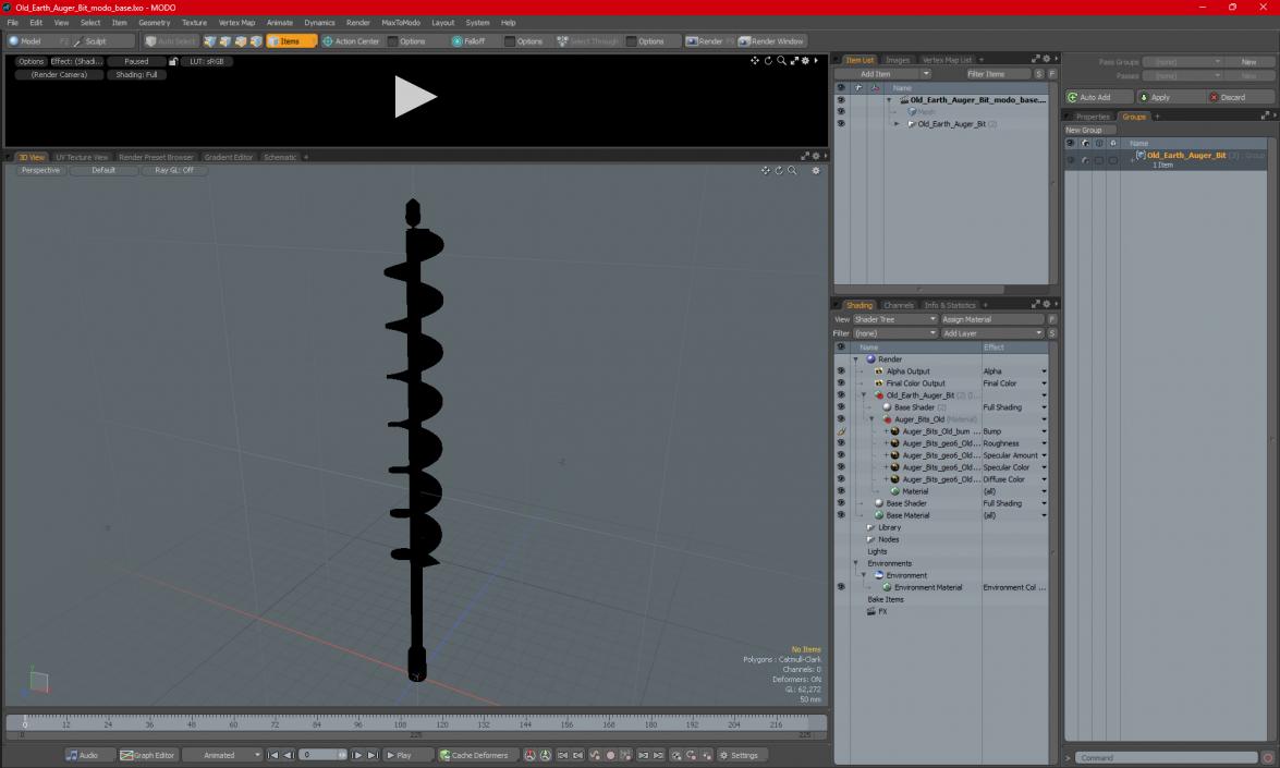 Old Earth Auger Bit 3D model