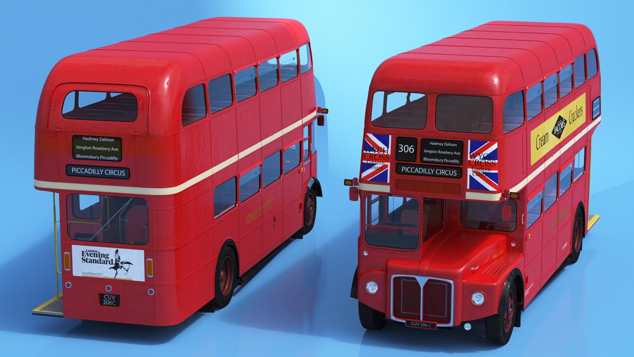 3D London Double Decker Bus Rigged