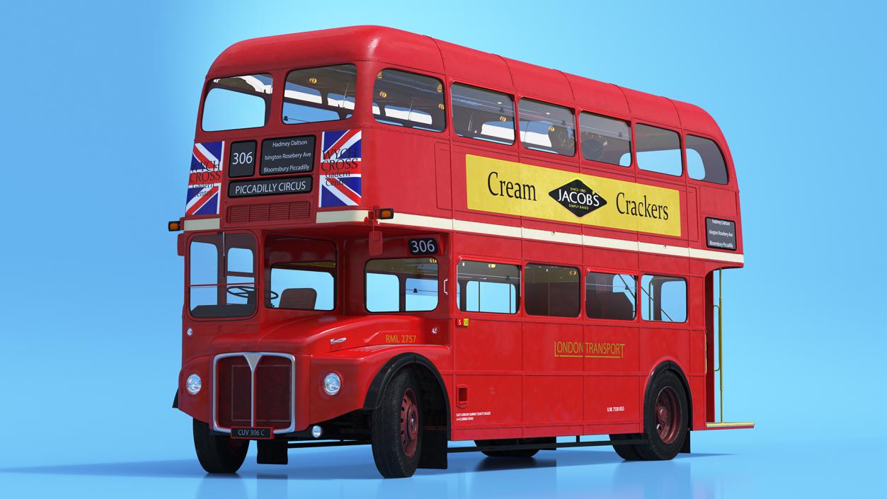 3D London Double Decker Bus Rigged