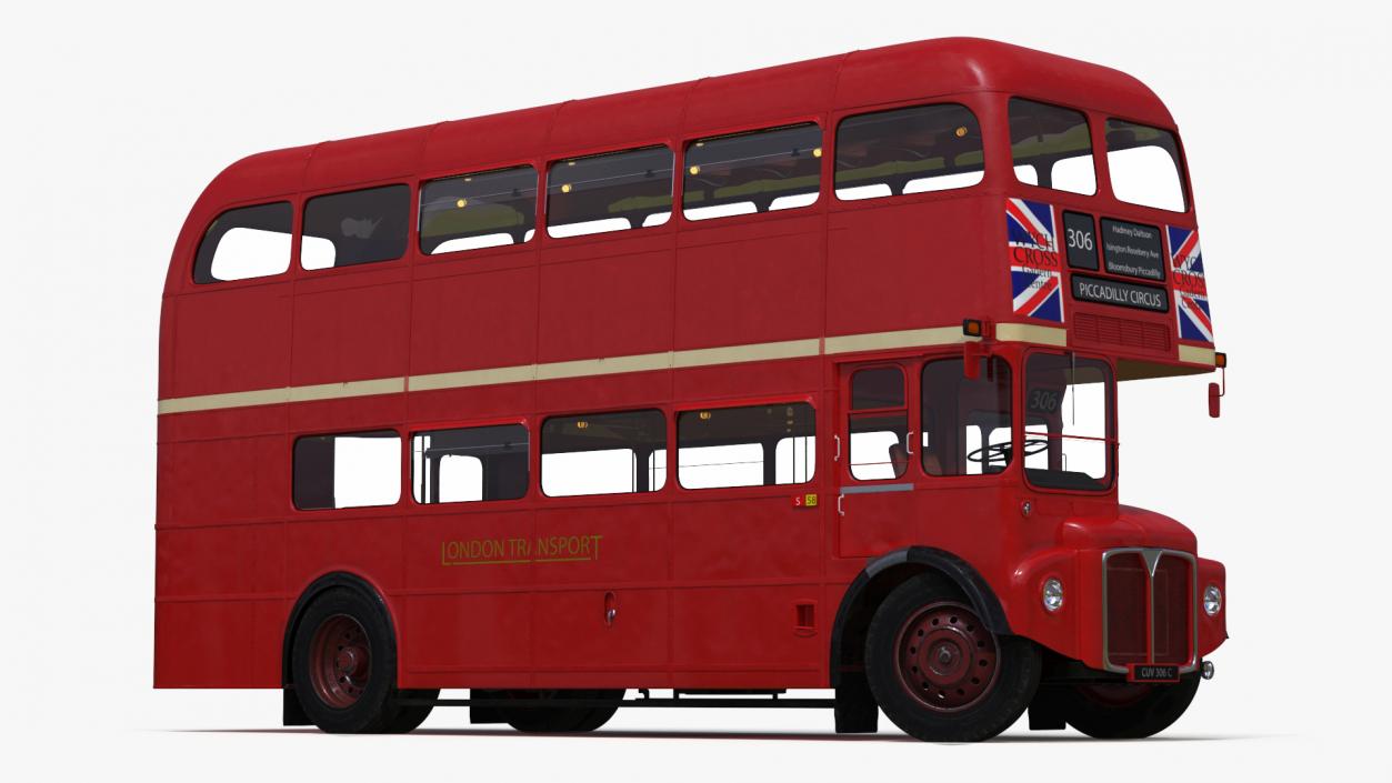 3D London Double Decker Bus Rigged