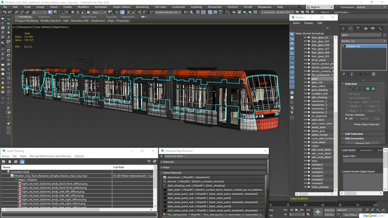 3D model Modern City Tram Bybanen Simple Interior