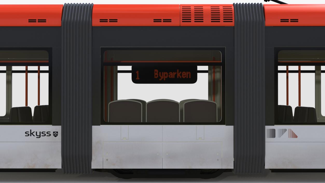 3D model Modern City Tram Bybanen Simple Interior