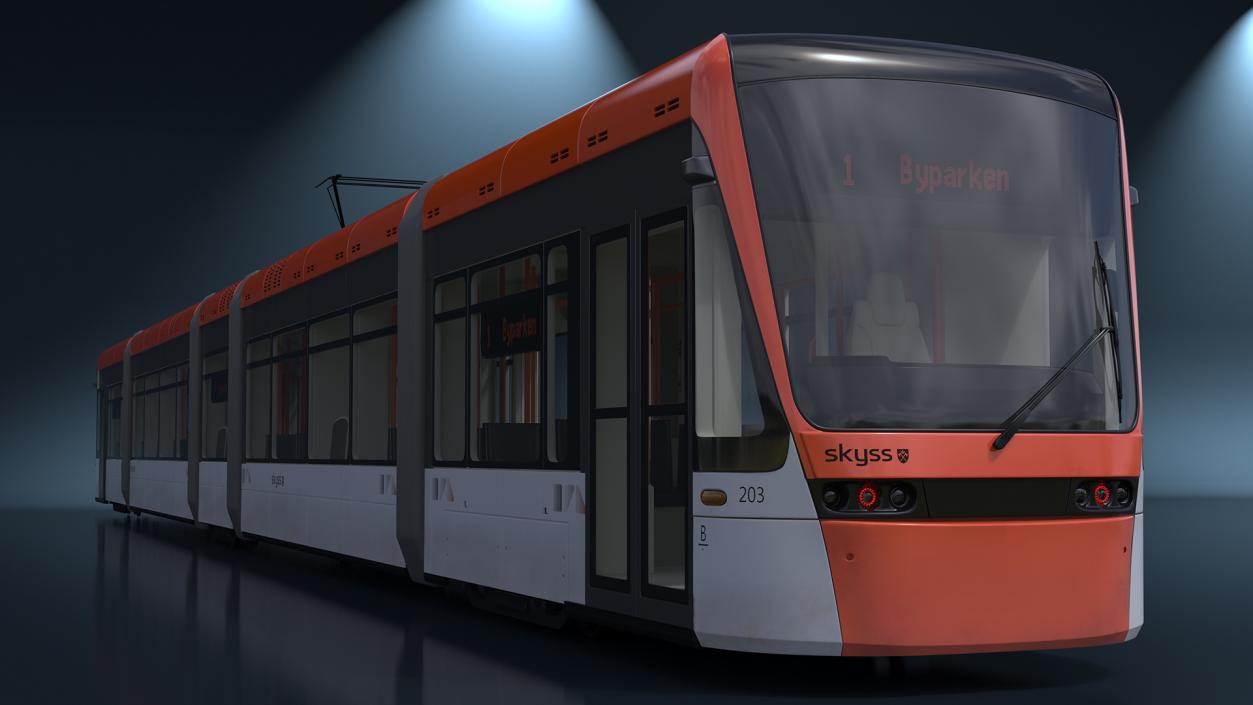 3D model Modern City Tram Bybanen Simple Interior