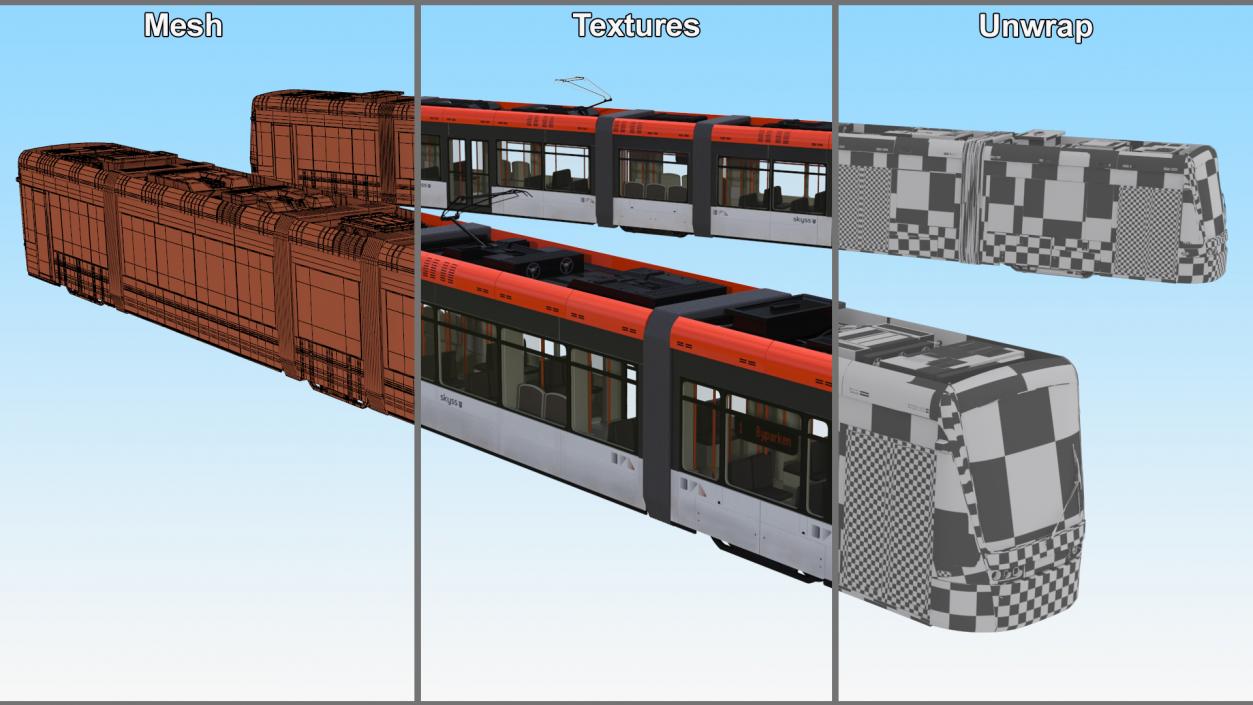 3D model Modern City Tram Bybanen Simple Interior