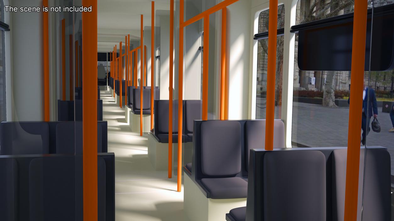 3D model Modern City Tram Bybanen Simple Interior