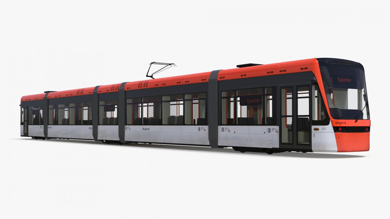 3D model Modern City Tram Bybanen Simple Interior