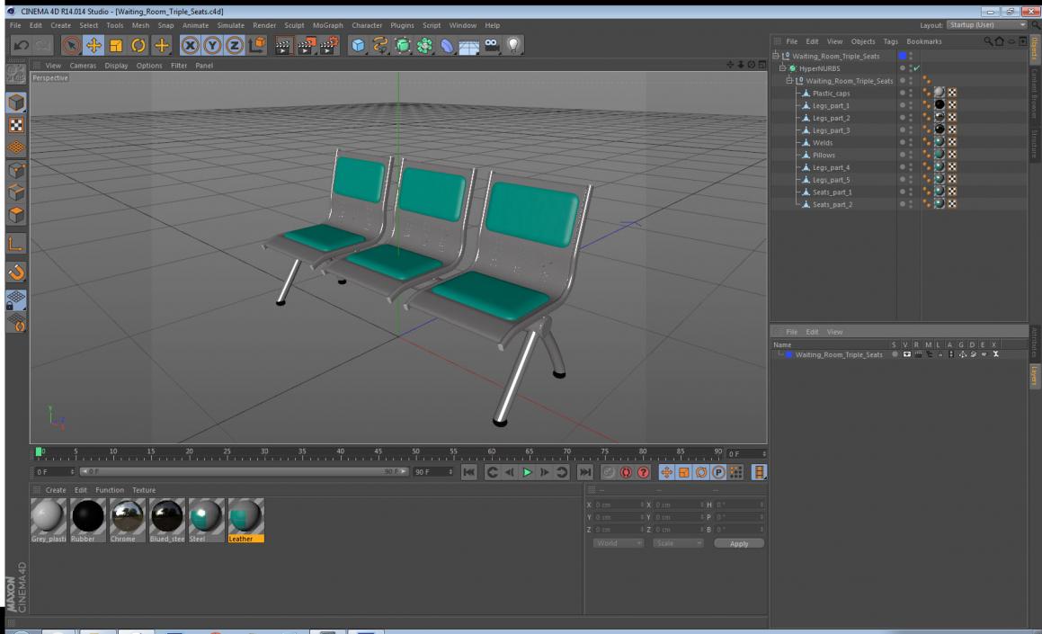 3D model Waiting Room Triple Seats