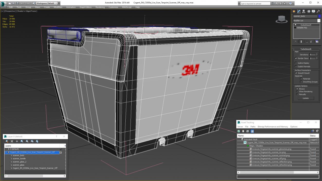 Cogent 3M CS500e Live Scan Tenprint Scanner Off 3D