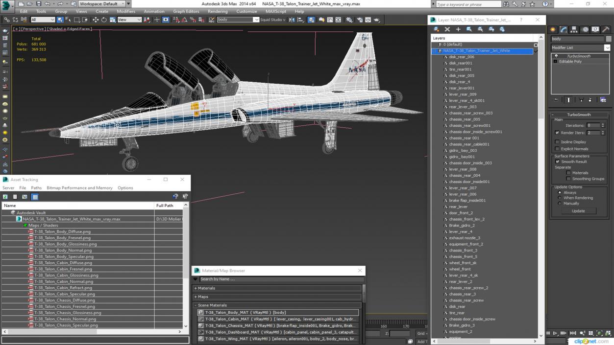 3D NASA T-38 Talon Trainer Jet White model